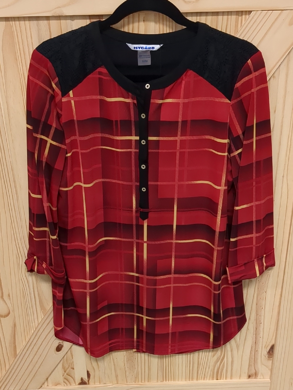 Nygard Red Plaid Button-Front Blouse